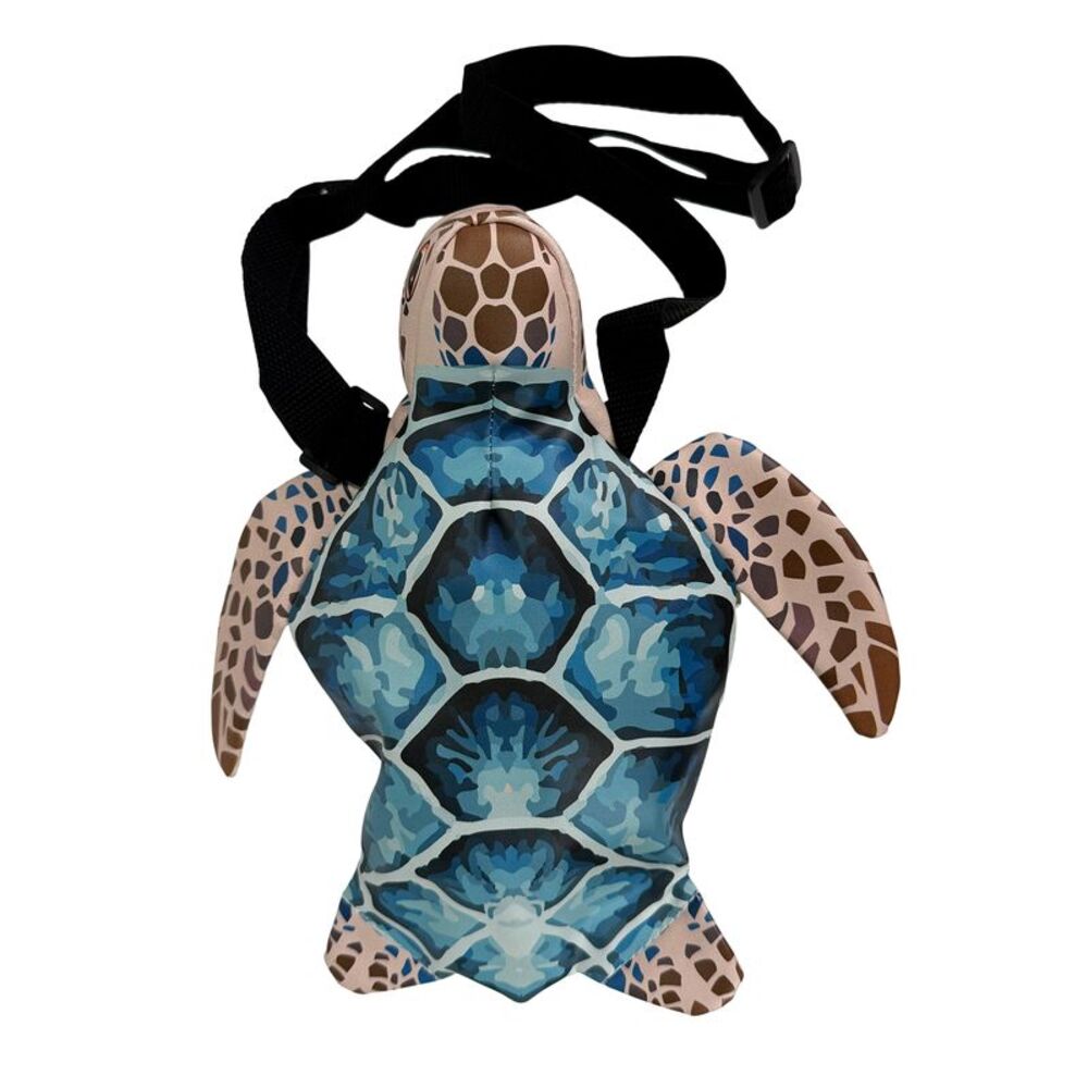 Sea Turtle Crossbody Bag Blue Vinyl Adjustable Strap Women's Small Purse